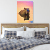 Capybara Zwemmen in het meer Canvas Afdruk (Insitu (Slaapkamer))