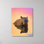 Capybara Zwemmen in het meer Canvas Afdruk (Voorkant)