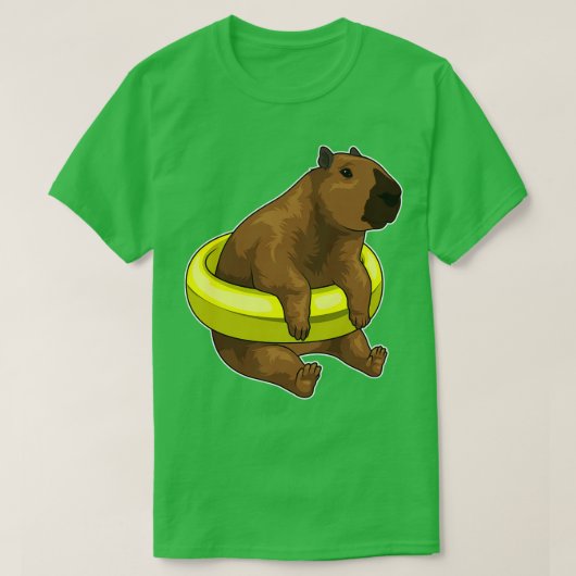 Capybara Zwemmen Reddingsboei T-shirt (Design voorkant)