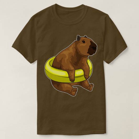 Capybara Zwemmen Reddingsboei T-shirt (Design voorkant)