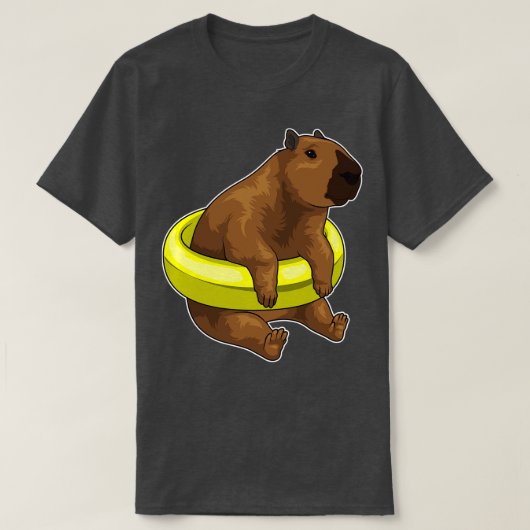 Capybara Zwemmen Reddingsboei T-shirt (Design voorkant)