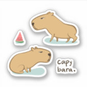 Capybaras 3"x 3"Custom-Cut Vinyl Stickers (Voorkant)