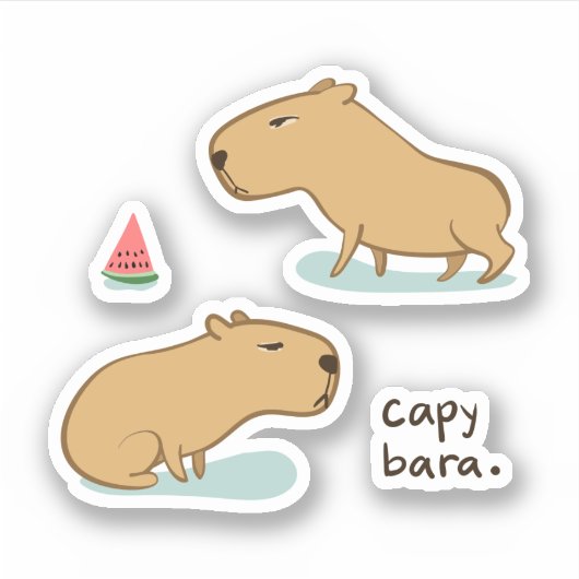 Capybaras 3"x 3"Custom-Cut Vinyl Stickers (Voorkant)