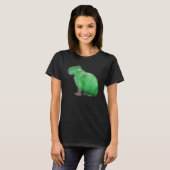 Capybaras Cute Space Capybara Martian Green T-shirt (Voorkant volledig)