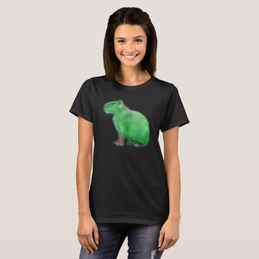 Capybaras Cute Space Capybara Martian Green T-shirt (Voorkant volledig)