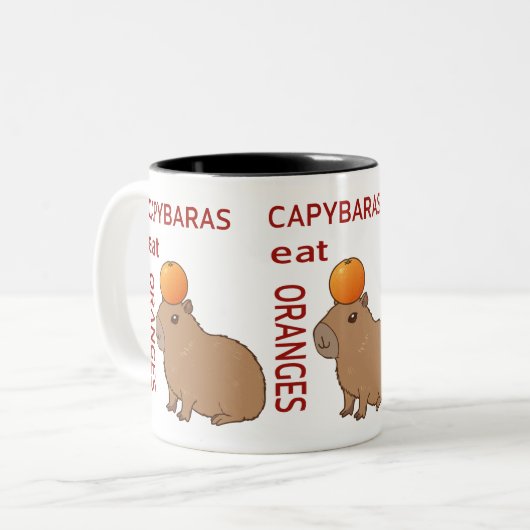 Capybaras eten Sinaasappels Mok | Schattige en gra (Voorkant links)