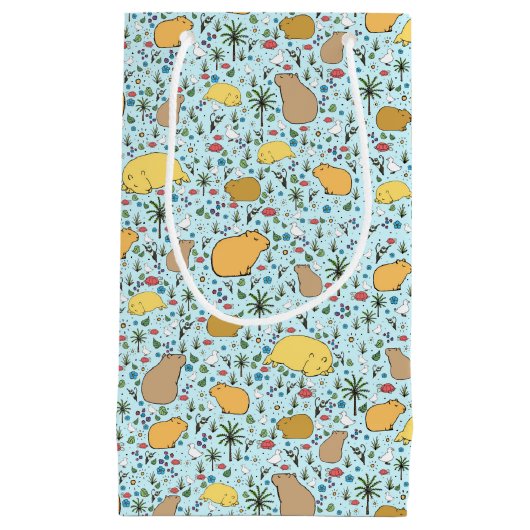 Capybaras in blauw klein cadeauzakje (Voorkant)