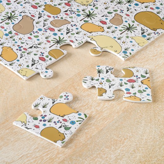 Capybaras in Geel Legpuzzel (Zijkant)