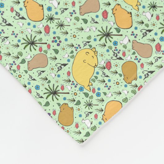 Capybaras in Groen Fleece Deken (Hoek)