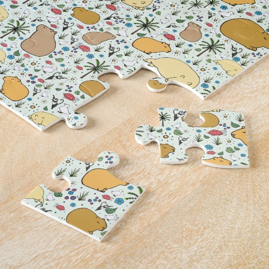 Capybaras in Groen Legpuzzel (Zijkant)