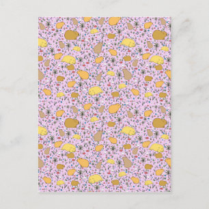 Capybaras in roze briefkaart