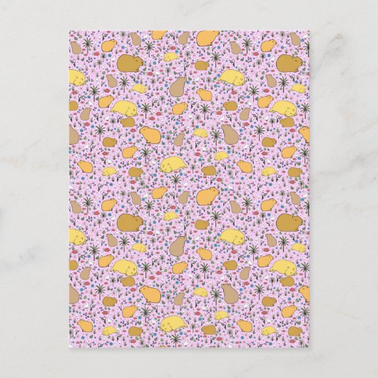 Capybaras in roze briefkaart (Voorkant)