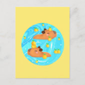 Capybaras in water met Sinaasappels Briefkaart (Voorkant)