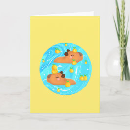 Capybaras in water met Sinaasappels Kaart