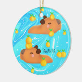 Capybaras in water met Sinaasappels Keramisch Ornament (Links)