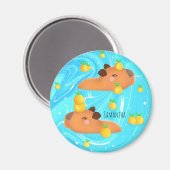 Capybaras in water met Sinaasappels Magneet (Voorkant / Achterkant)