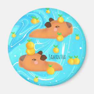 Capybaras in water met Sinaasappels Magneet