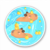 Capybaras in water met Sinaasappels Sticker (Voorkant)