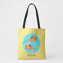 Capybaras in water met Sinaasappels Tote Bag