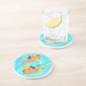 Capybaras in water met Sinaasappels Zandsteen Onderzetter (Zijkant)