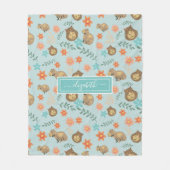 Capybaras met bloemen groen Aangepaste naam Fleece Deken (Voorkant)