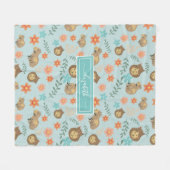 Capybaras met bloemen groen Aangepaste naam Fleece Deken (Voorkant (Horizontaal))