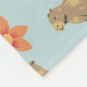 Capybaras met bloemen groen Aangepaste naam Fleece Deken (Hoek)