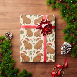 Capybaras met kerst cadeaupapier