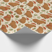 Capybaras met kerst cadeaupapier (Hoek)