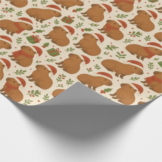 Capybaras met kerst cadeaupapier (Hoek)