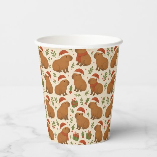 Capybaras met kerst papieren bekers (Achterkant)