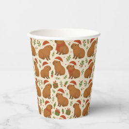 Capybaras met kerst papieren bekers