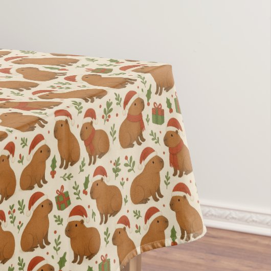 Capybaras met kerst tafelkleed (Voorbeeld)