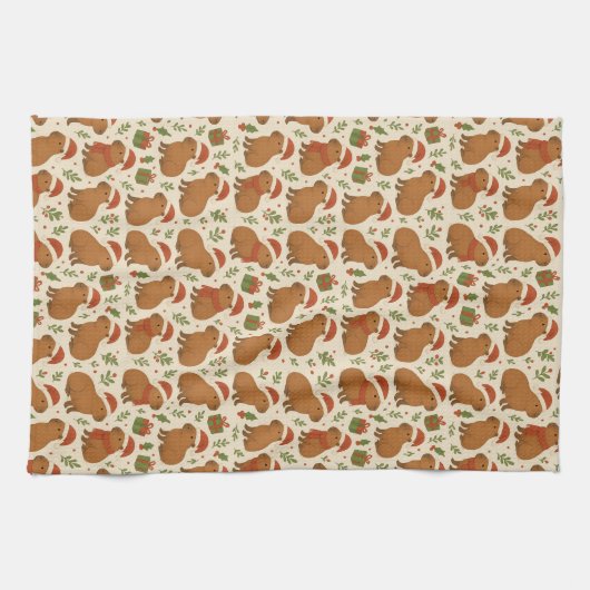 Capybaras met kerst theedoek (Horizontaal)