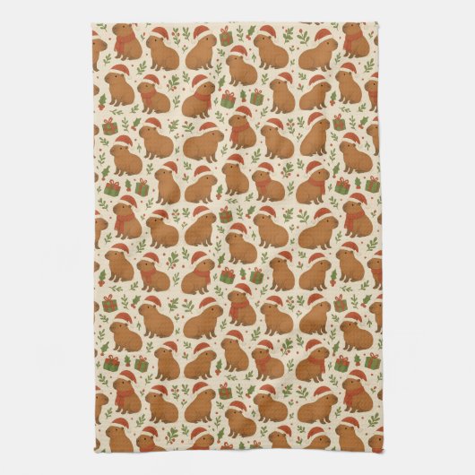 Capybaras met kerst theedoek (Verticaal)