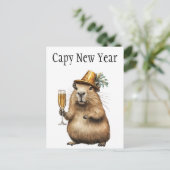 Capybaras Nieuwjaar Briefkaart (Staand voorkant)
