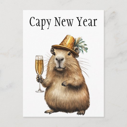 Capybaras Nieuwjaar Briefkaart (Voorkant)
