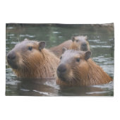 Capybaras' Swimming In The River,  Kussensloop (Achterkant-Links)