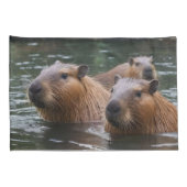 Capybaras' Swimming In The River,  Kussensloop (Achterkant-Rechts)