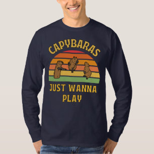 capybaras wil alleen maar slogan spelen t-shirt