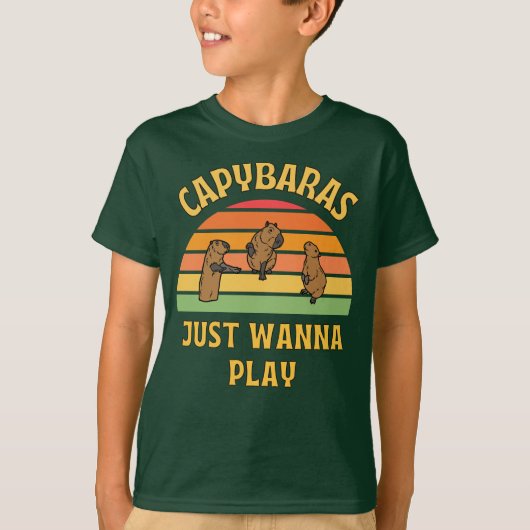 capybaras willen gewoon spelen slogan t-shirt (Voorkant)