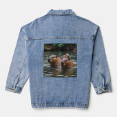 Capybara's Zwemmen In De Rivier, Denim Jacket (Achterkant)