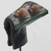 Capybaras' zwemmen in de rivier, golfheadcover (3/4 voorkant)
