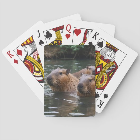 Capybaras Zwemmen In De Rivier, Pokerkaarten (Achterkant)