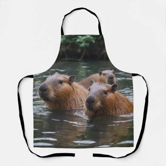 Capybaras Zwemmen In De Rivier, Schort (Voorkant)