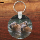 Capybaras Zwemmen In De Rivier, Sleutelhanger (Voorkant)