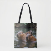 Capybaras' zwemmen in de rivier, tote bag (Voorkant)