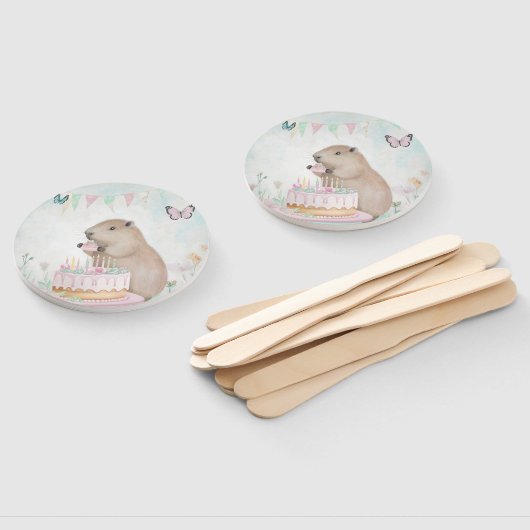 Capybura Cakefest Verjaardagsfeest Hand Fans Handwaaier (Niet-gemonteerd)