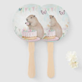 Capybura Cakefest Verjaardagsfeest Hand Fans Handwaaier (Voorkant en achterkant)