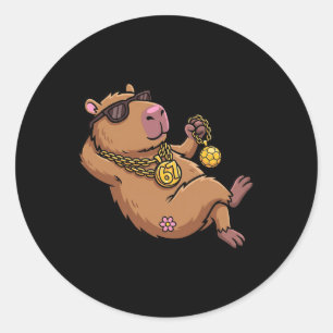 Capybyra 67 Drip Sungles Ketting Grappig Dier Meme Ronde Sticker
